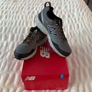 New Balance all terrine sneakers, NIB, gray with yellow accents, mens size 10